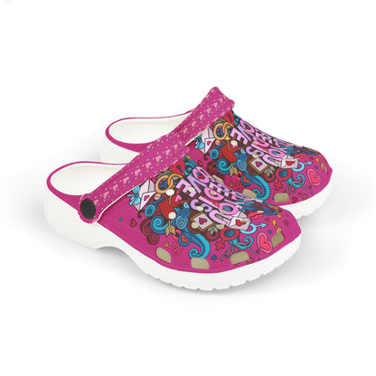 All You Need I Love Rubber Clogs For Girls- Hot Pink