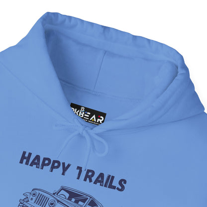 Happy Trails Unisex Hooded Sweatshirt, Cozy Outdoor Hoodie, Perfect Gift for Adventurers, Casual Wear, Great for Road Trips