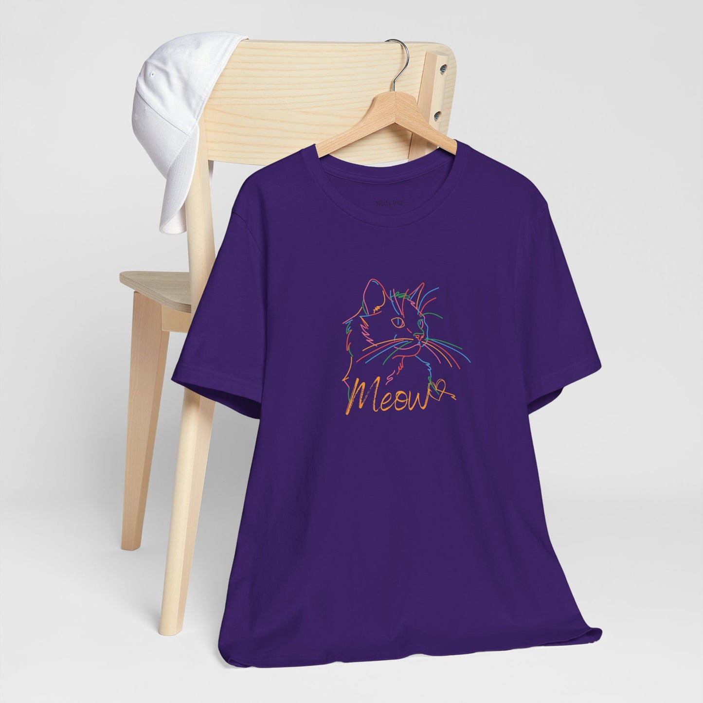 Meow. Cat with purrty color outlines. Unisex Jersey Short Sleeve Tee