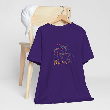 Meow. Cat with purrty color outlines. Unisex Jersey Short Sleeve Tee