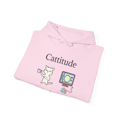 Cattitude, Is it plugged In, Unisex Hooded Sweatshirt.