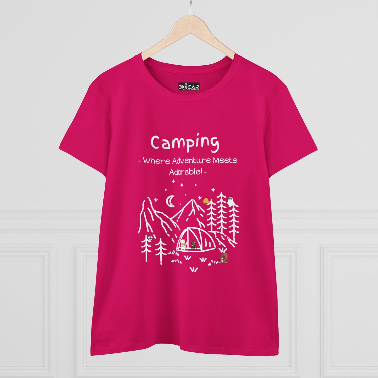 Camping. Where Adventure Meets Adorable. Women's Midweight Cotton Tee