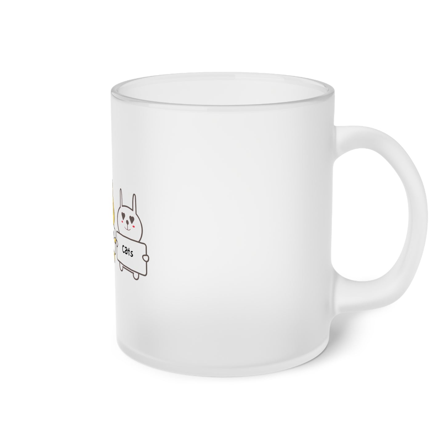 I Love Cats. Frosted Glass Mug