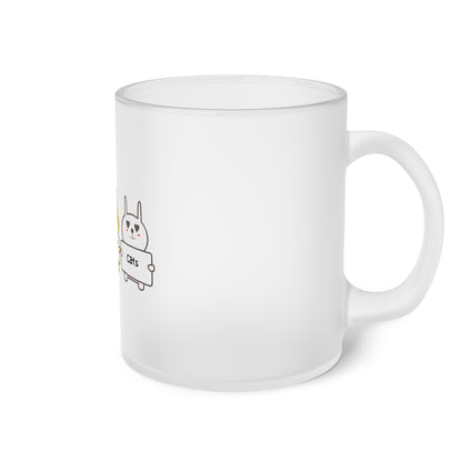 I Love Cats. Frosted Glass Mug