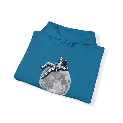 Chillaxing on The Moon.  Unisex Hooded Sweatshirt.
