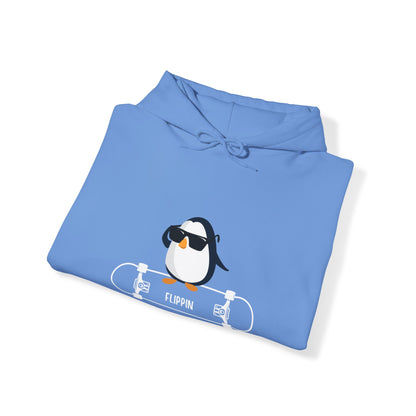 Adélie The Flippin Penguin. Unisex Hooded Sweatshirt.