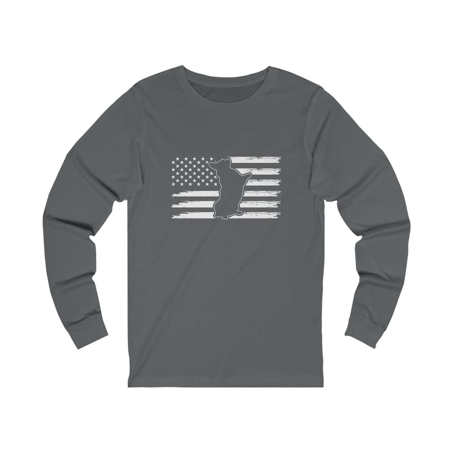 Charlie The American Flag Dog. Unisex Jersey Long Sleeve Tee.