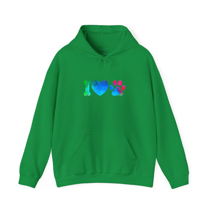 I Heart Paws. Unisex Hooded Sweatshirt.