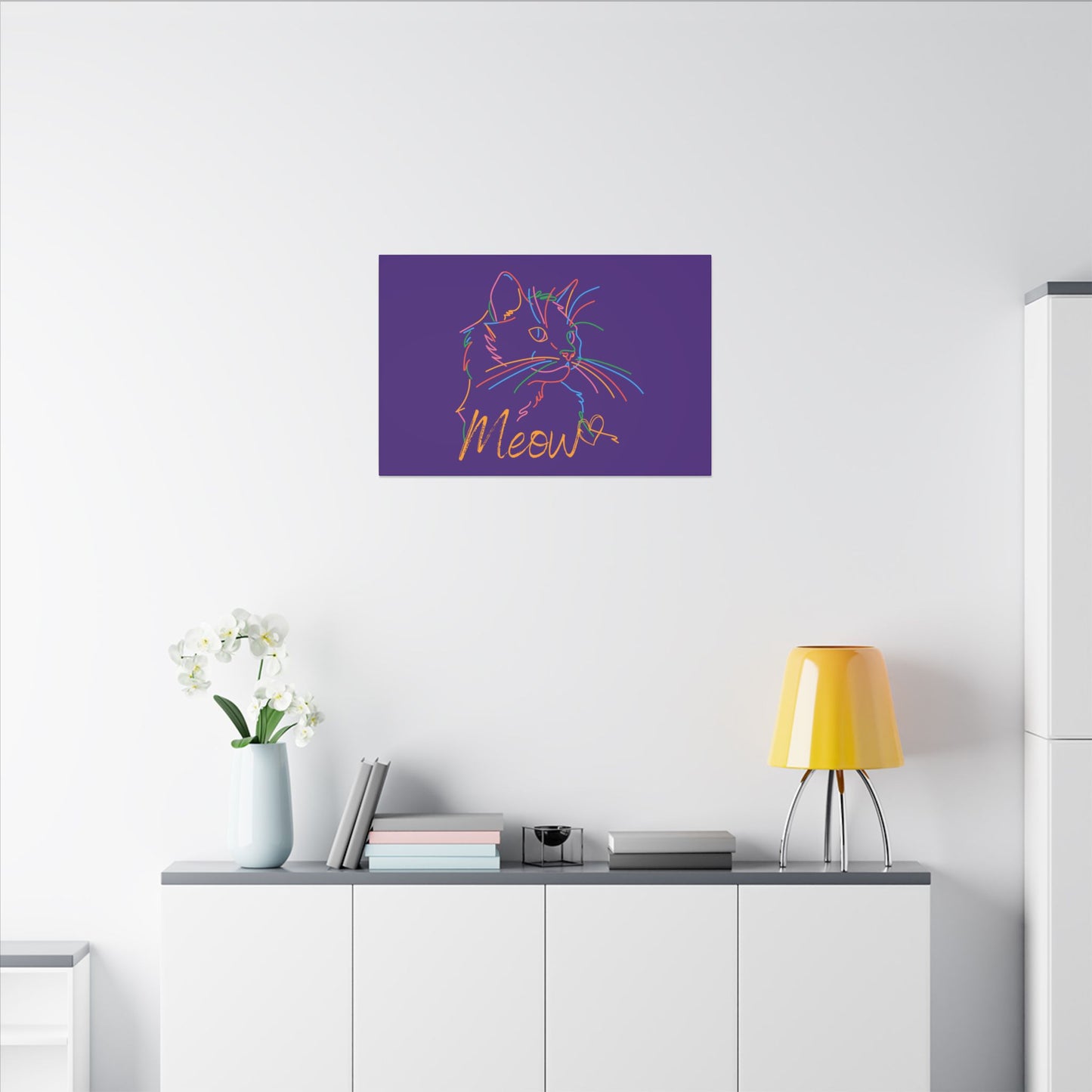Copy of Meow. Cat with Purrty Color Outlines. Canvas Gallery Wraps