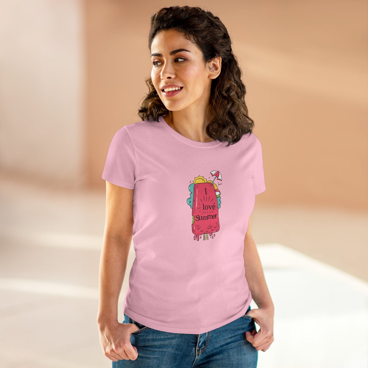 I Love Summer. Women's Midweight Cotton Tee