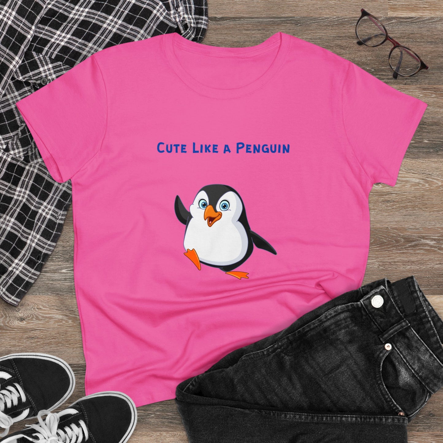 Cute Like a Penguin. Women's Midweight Cotton Tee