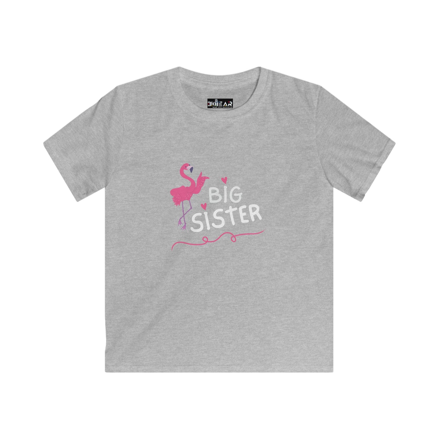 Adorable Big Sister Flamingo. Kids Softstyle Tee