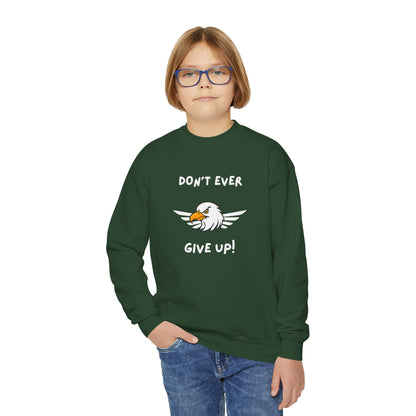 Don't Ever Give Up Eagle! Youth Crewneck Sweatshirt