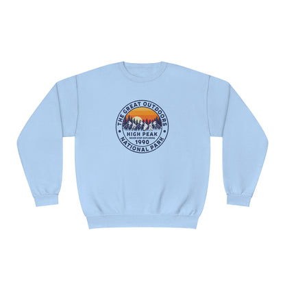 Never Stop Exploring. High Peak National Park. Unisex NuBlend® Crewneck Sweatshirt