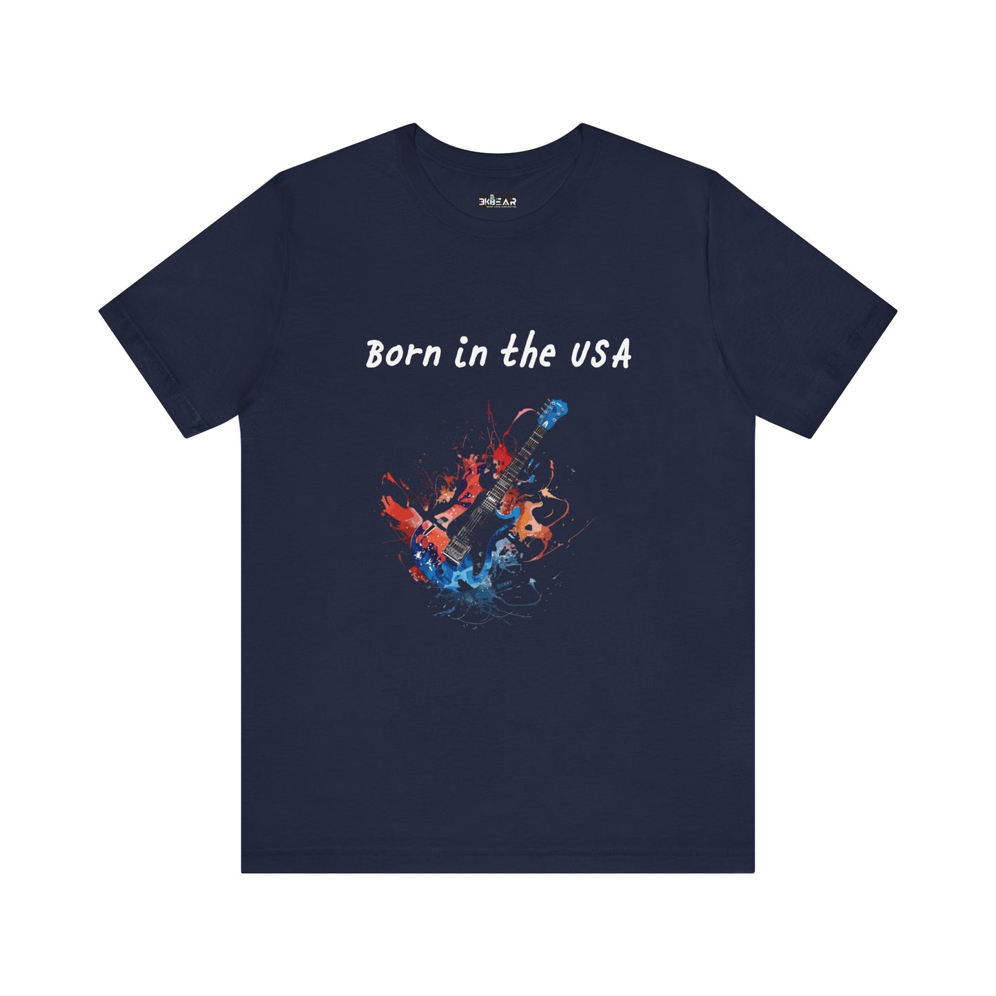 Born In The USA Guitar. Unisex Jersey Short Sleeve Tee