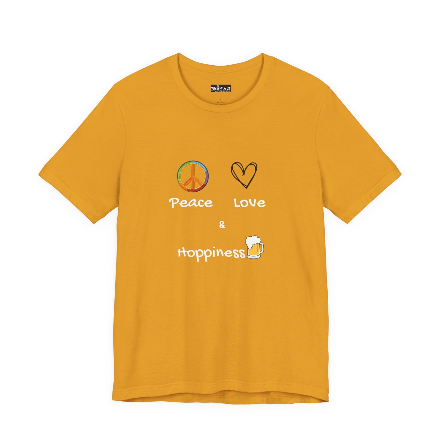 Peace, Love and Hoppiness. Unisex Jersey Short Sleeve Tee