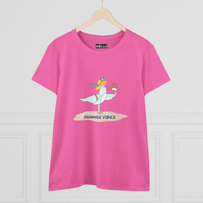Regal Seagull Summer Vibes. Women's Midweight Cotton Tee