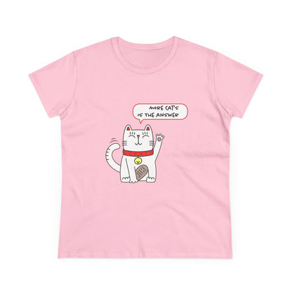 Oliver Says More Cats Is The Answer. Women's Midweight Cotton Tee