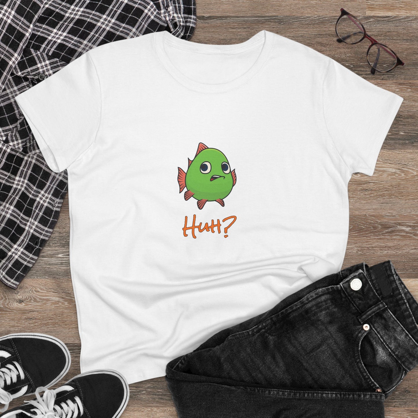 Fish In Total Disbelief. Women's Midweight Cotton Tee
