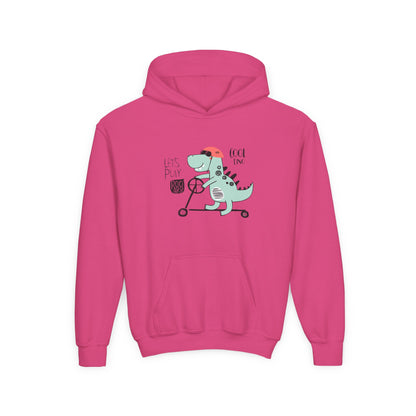 Cool Skate Boarding Kid Dino. Kids Hoodie