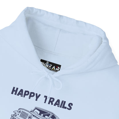 Happy Trails Unisex Hooded Sweatshirt, Cozy Outdoor Hoodie, Perfect Gift for Adventurers, Casual Wear, Great for Road Trips