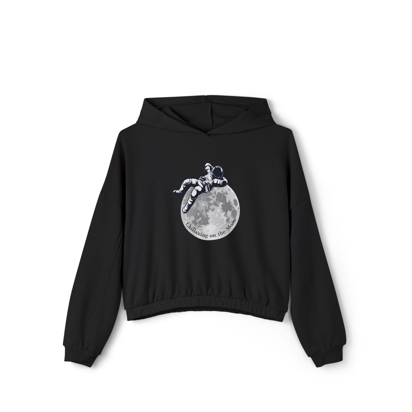 Chillaxing on the Moon. Women's Cinched Bottom Hoodie