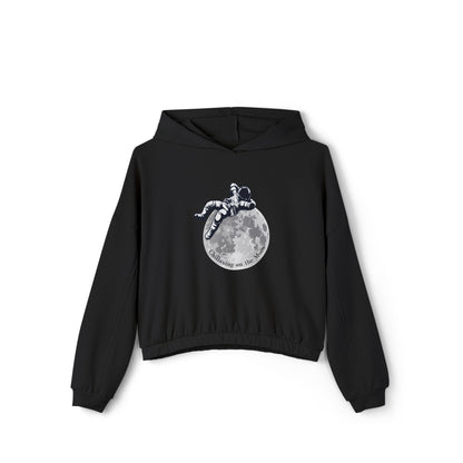 Chillaxing on the Moon. Women's Cinched Bottom Hoodie