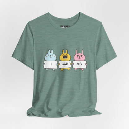 I Love Cats. Women's Unisex Jersey Short Sleeve Tee