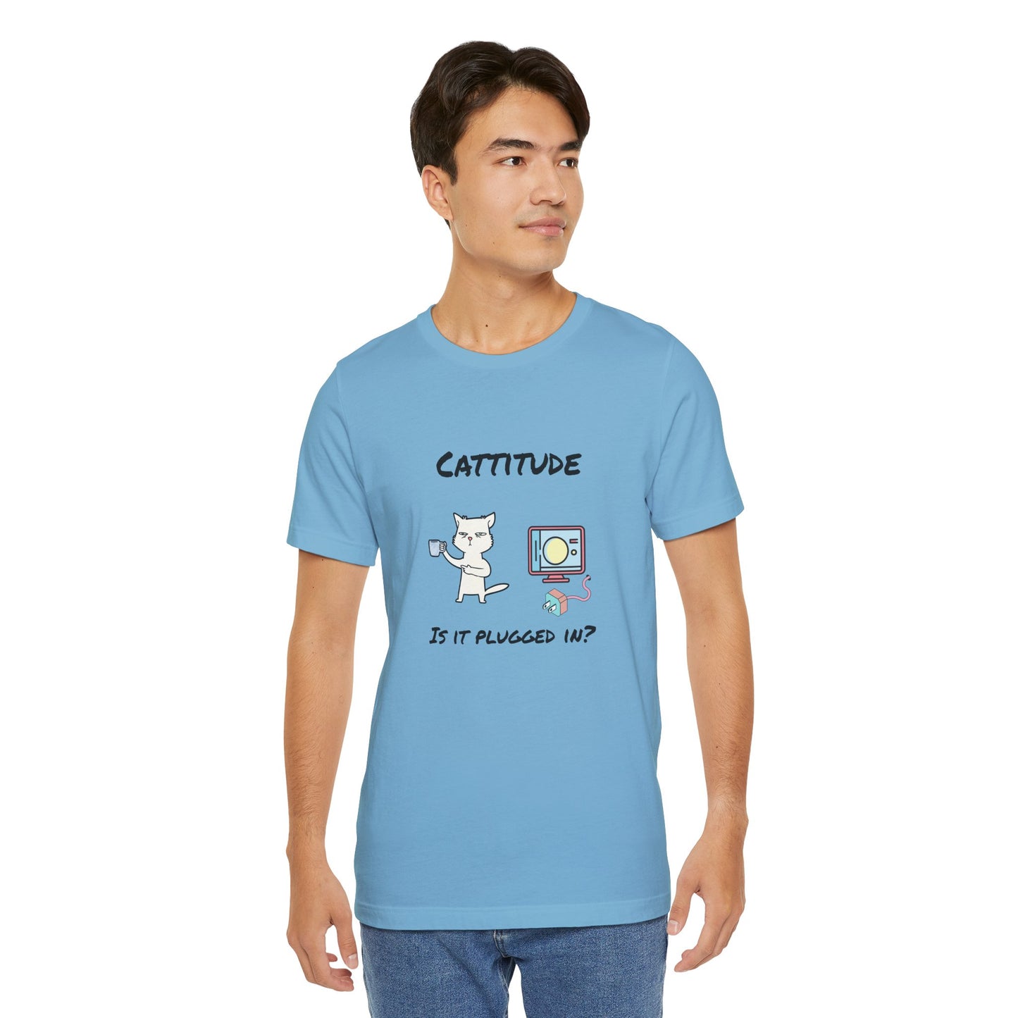 Cattitude, Is it plugged In, Unisex Jersey Short Sleeve Tee