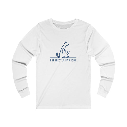 Purrfectly Pawsome Dog an Cat Silhouette. Unisex Jersey Long Sleeve Tee