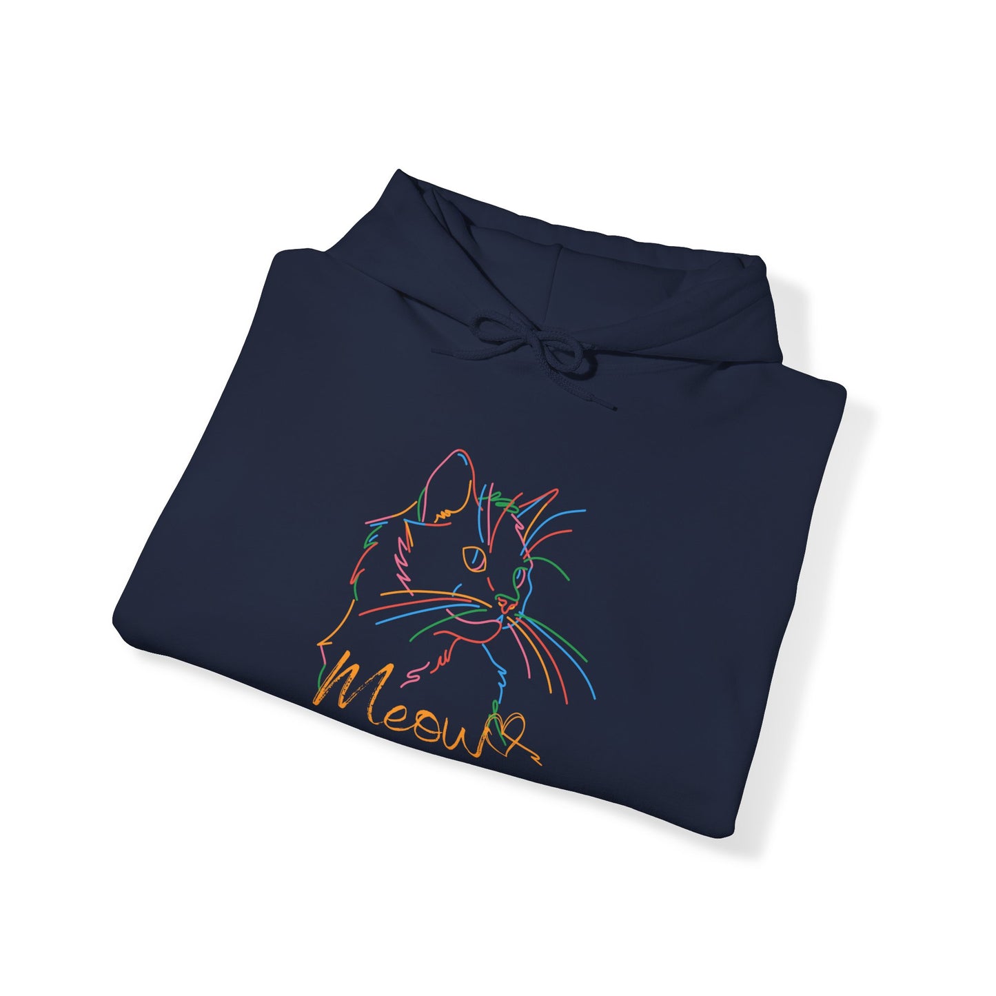 Meow. Cat with purrty color outlines. Unisex Hooded Sweatshirt.