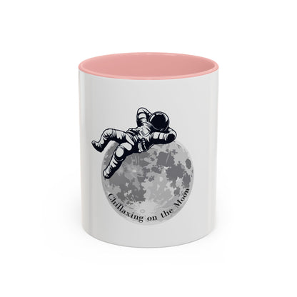 Chillaxing on The Moon. Accent Coffee Mug, 11oz