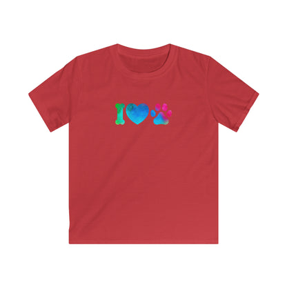 I Heart Paws. Kids Softstyle Tee