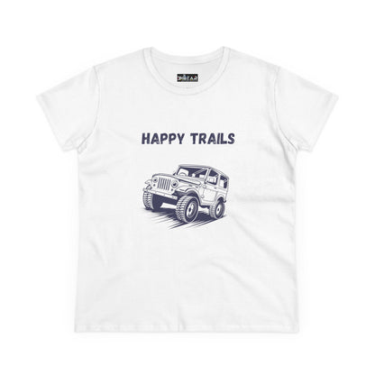 Exploring Happy Trails In a Jeep. Women's Midweight Cotton Tee