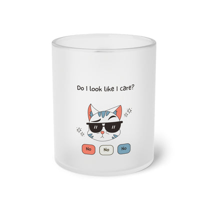 Cat. Do I Look Like I Care. Frosted Glass Mug