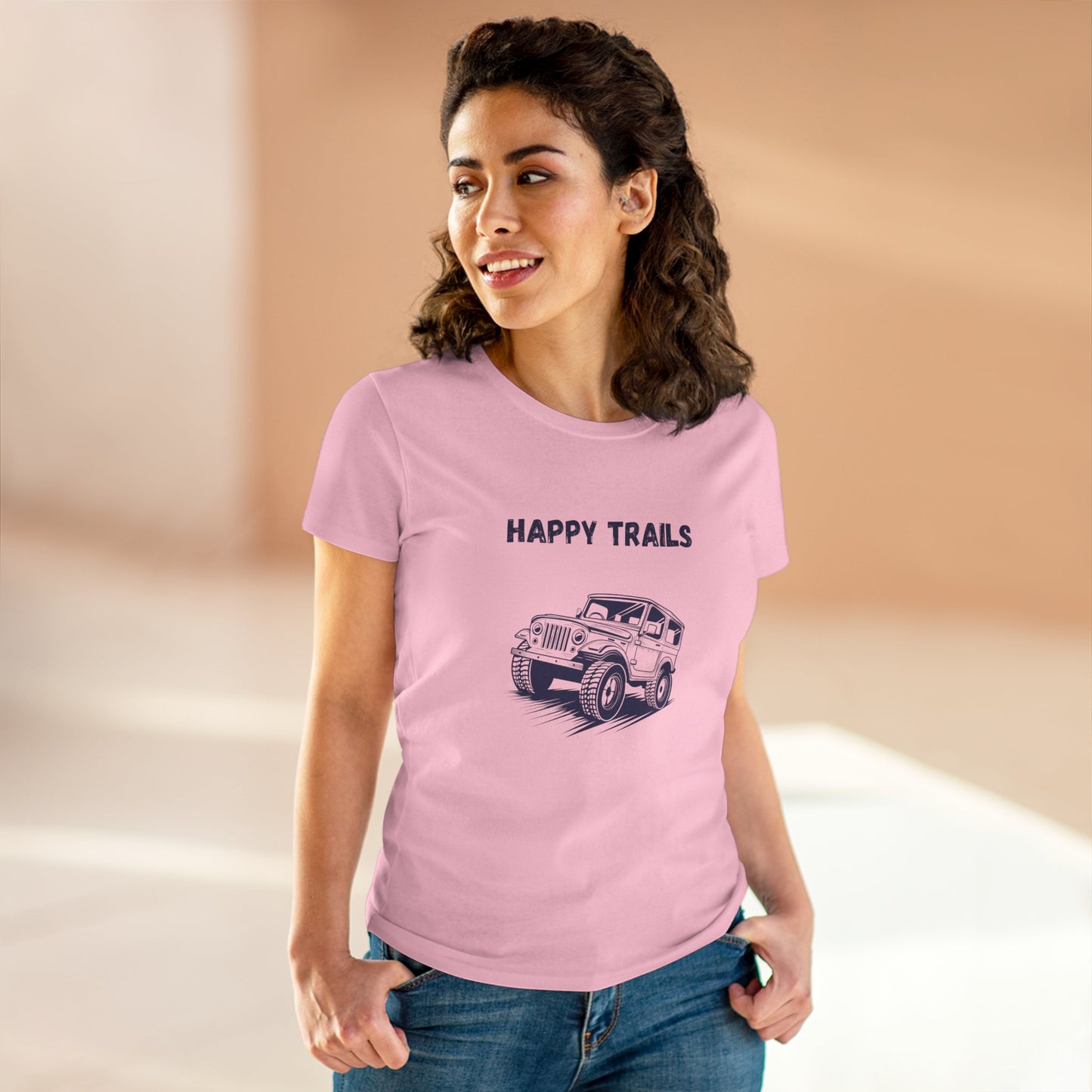 Exploring Happy Trails In a Jeep. Women's Midweight Cotton Tee