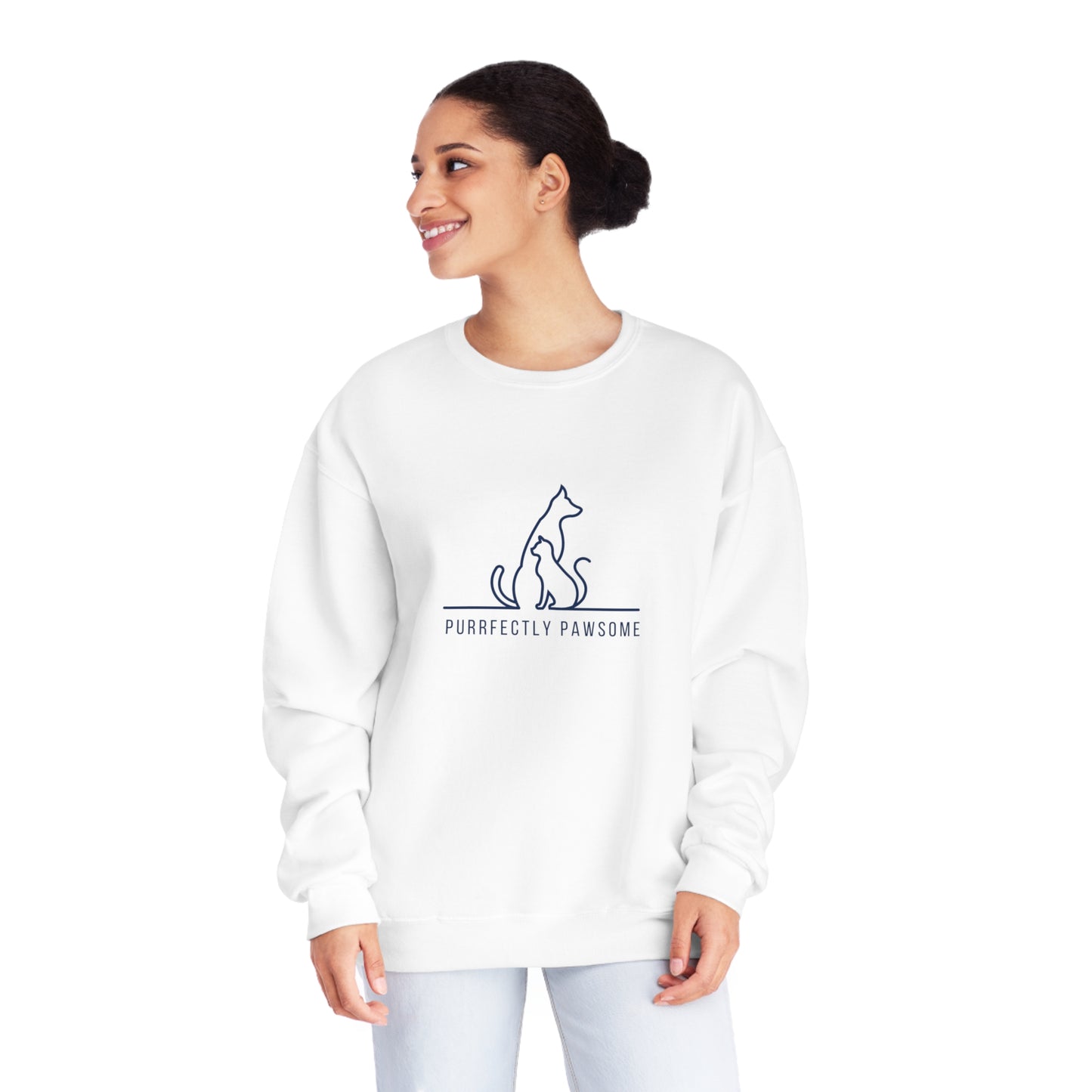 Purrfectly Pawsome Dog an Cat Silhouette. Unisex NuBlend® Crewneck Sweatshirt