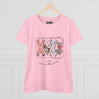 Sign of Love XOXO Women’s Midweight Cotton Tee – Heartfelt Graphic Cotton Tee