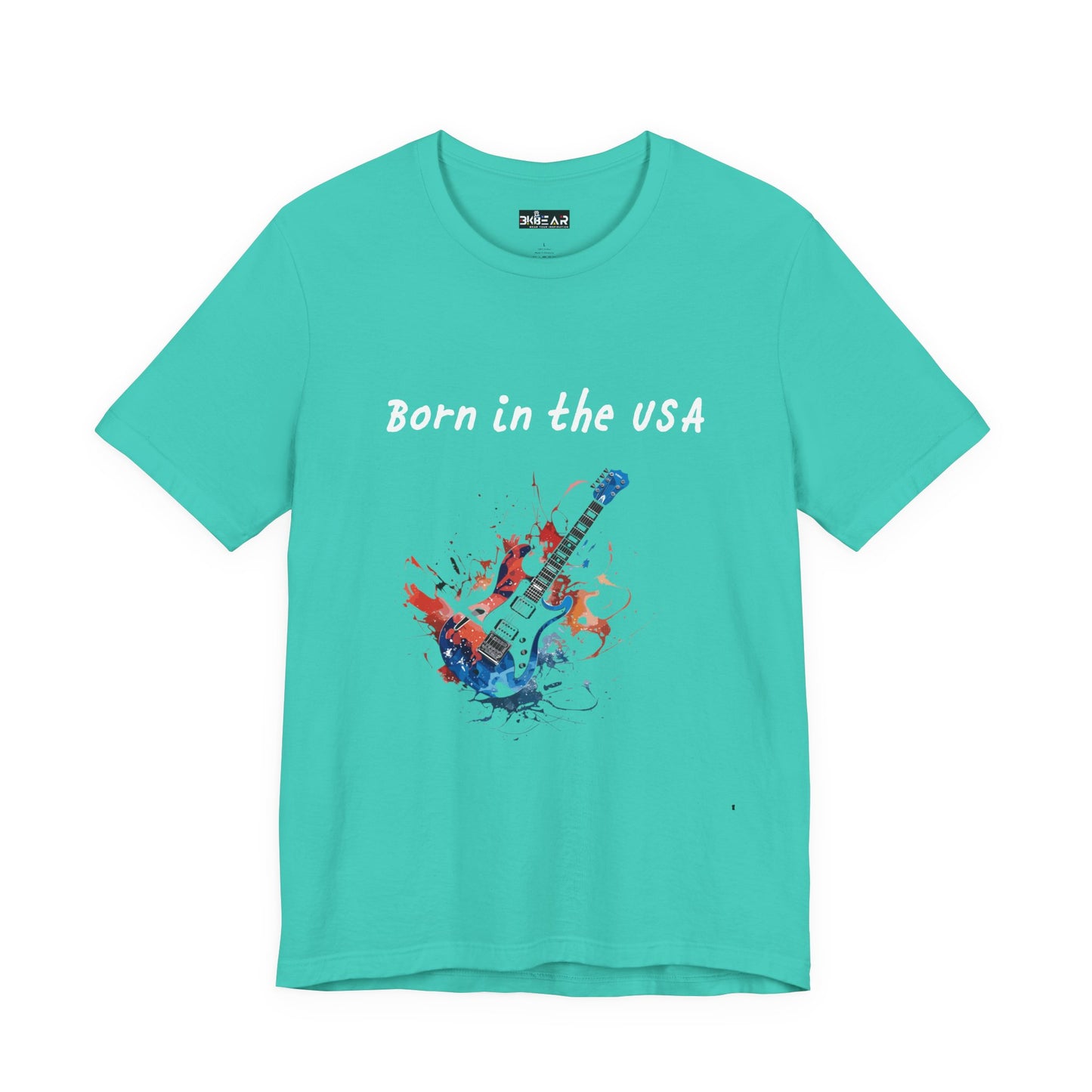 Born In The USA Guitar. Unisex Jersey Short Sleeve Tee
