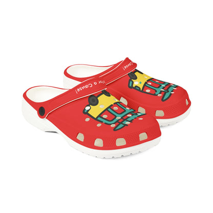 Red Summer Vibing Van Rubber Clogs For Men
