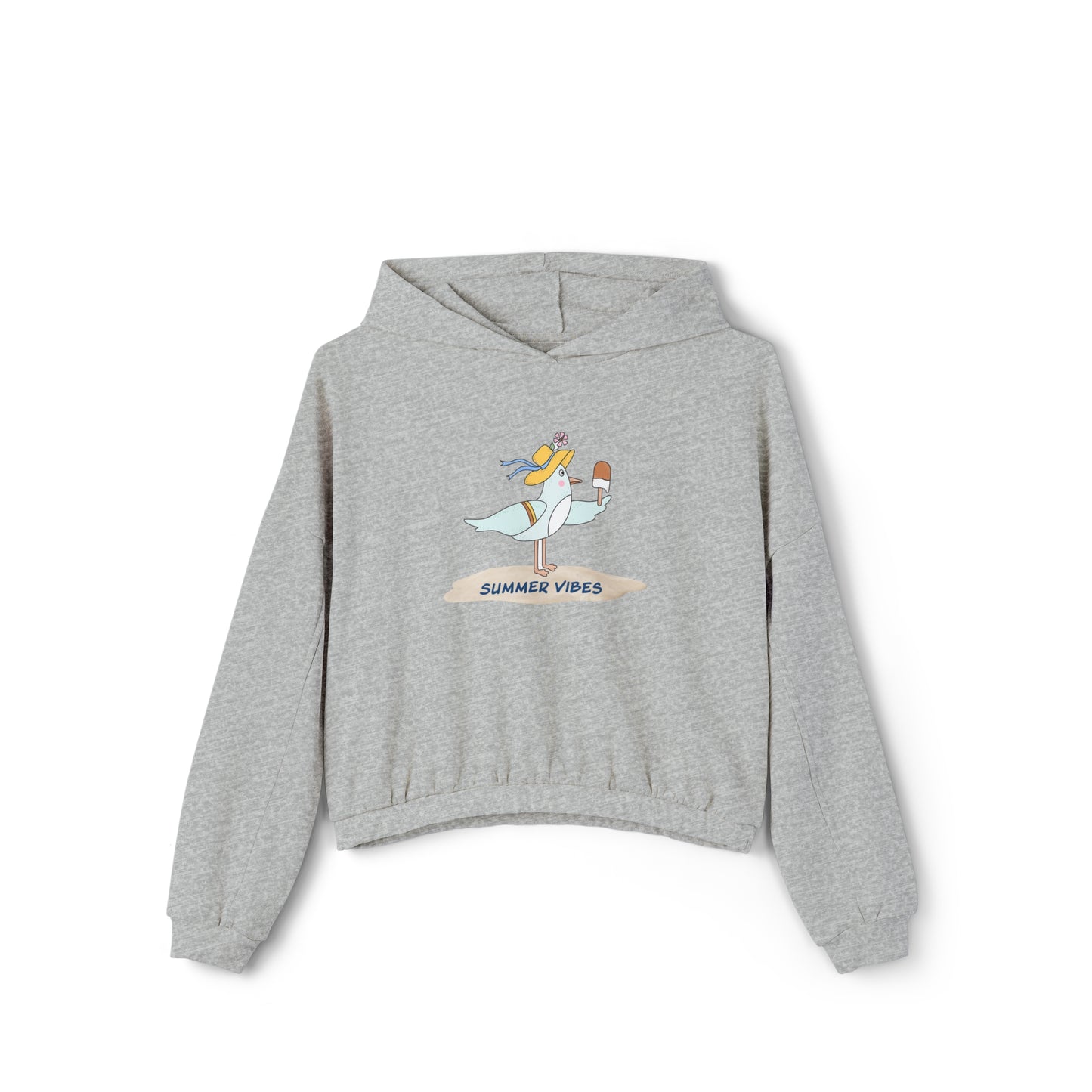 Regal Seagull Summer Vibes. Women's Cinched Bottom Hoodie