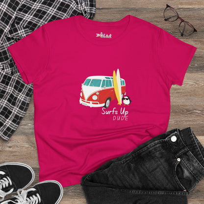 Surfs Up Dude. Women's Midweight Cotton Tee