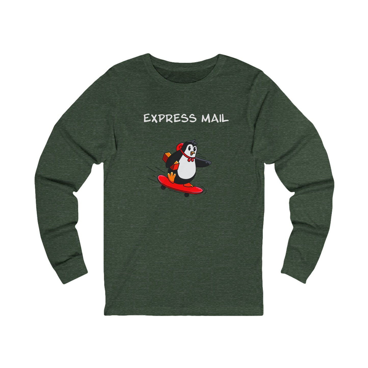 Express Mail Penguin Shirt – Funny Animal Graphic Long Sleeve Tee- Unisex