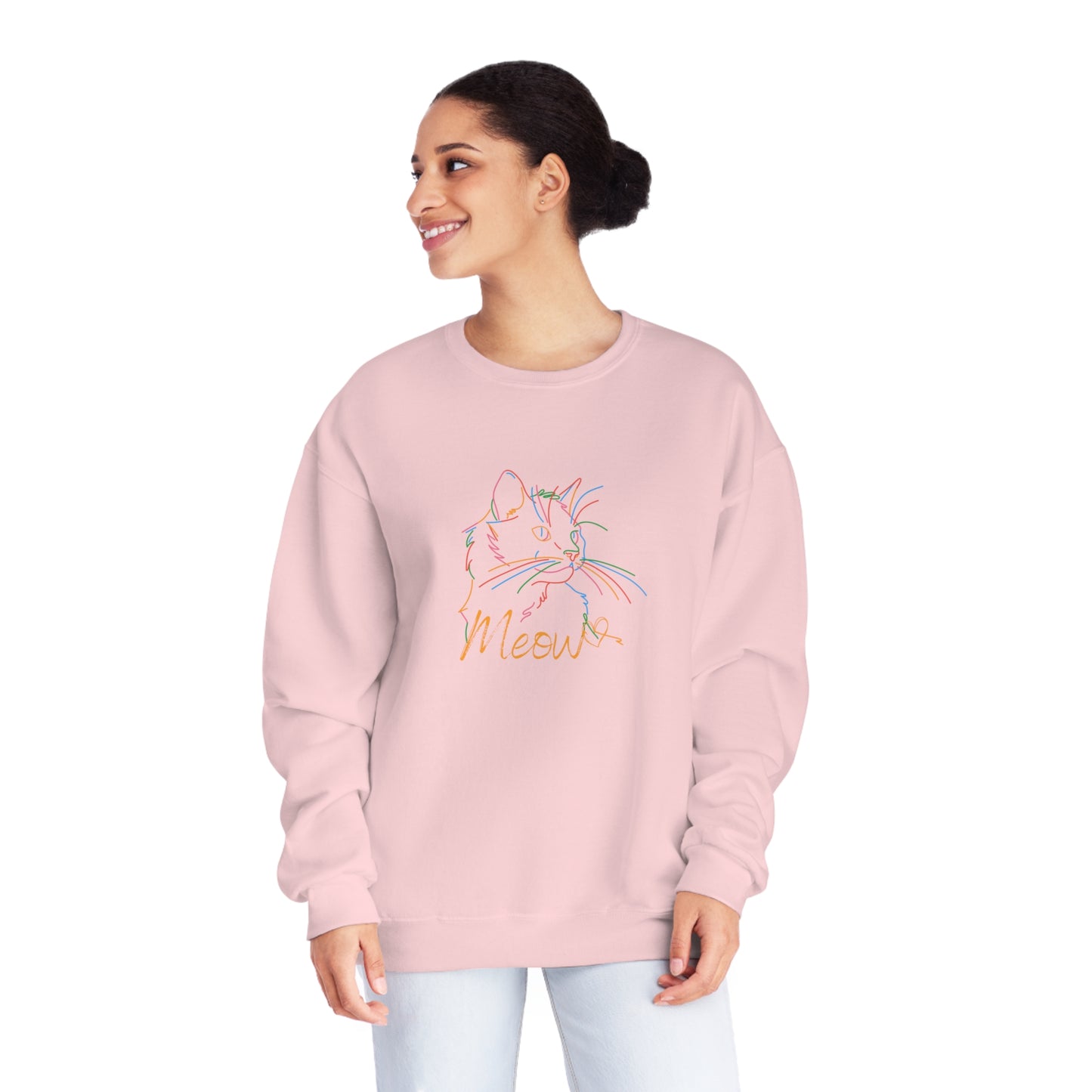 Meow. Cat with purrty color outlines. Unisex NuBlend® Crewneck Sweatshirt