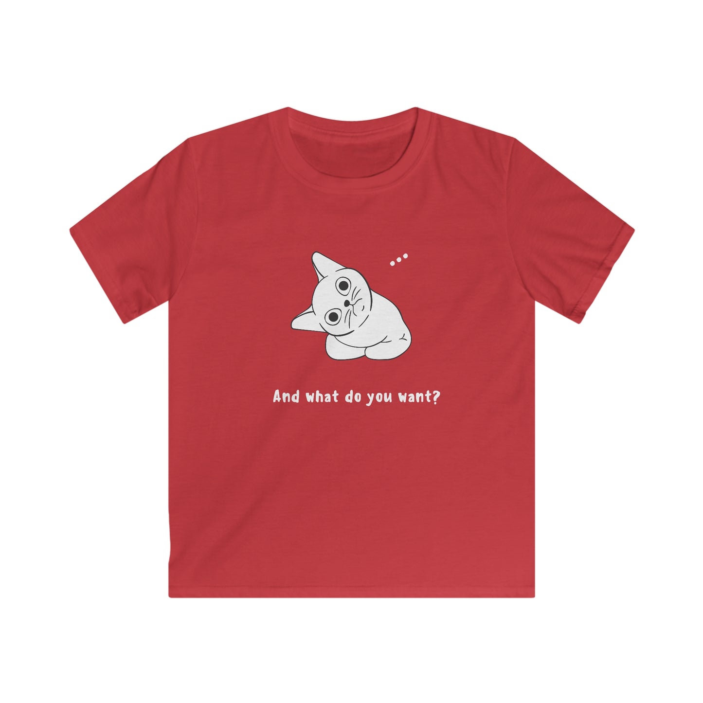 Vexing Cat Wondering What You Want. Kids Softstyle Tee