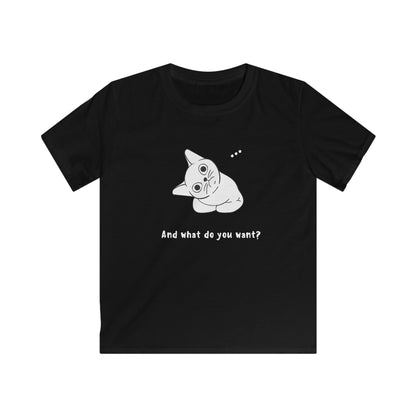 Vexing Cat Wondering What You Want. Kids Softstyle Tee