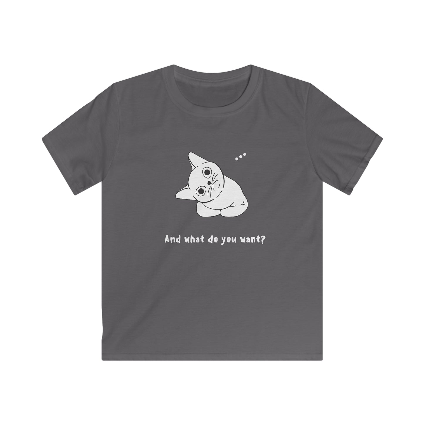 Vexing Cat Wondering What You Want. Kids Softstyle Tee