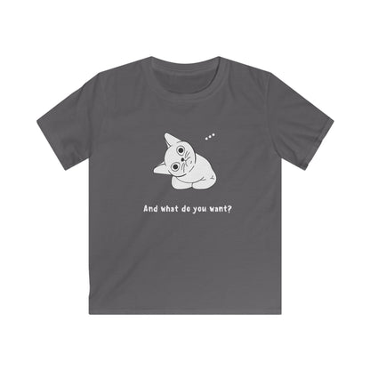 Vexing Cat Wondering What You Want. Kids Softstyle Tee