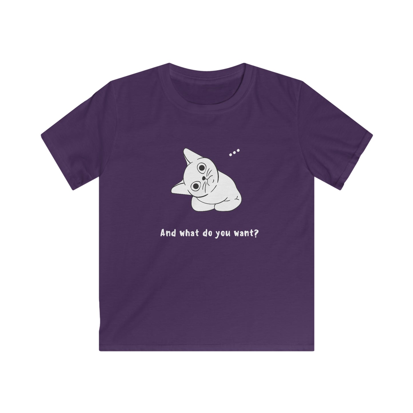 Vexing Cat Wondering What You Want. Kids Softstyle Tee