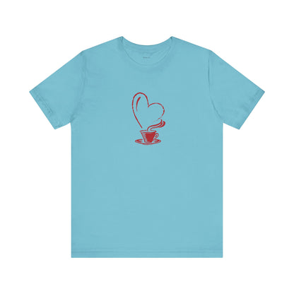 I Heart Coffee. Red. Unisex Jersey Short Sleeve Tee